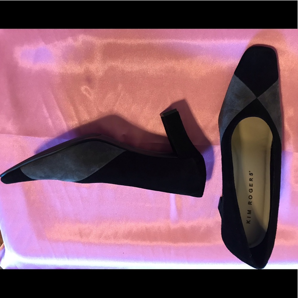 Kim Rogers leather suede heels. Black/gray. 9M.